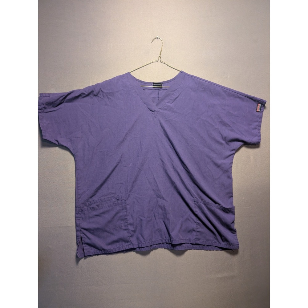 Cherokee Workwear Authentic Scrub Top Unisex Purple Medical V-Neck Oversized Fit